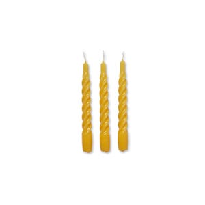 Torciglione set 3 candele gialle H21 cm