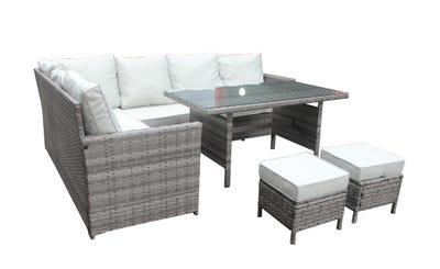 Amalfi set divano 3 e 2 posti, 1 tavolo e 2 pouf