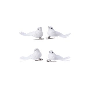 Uccellini Clip bianchi decorazione natalizia