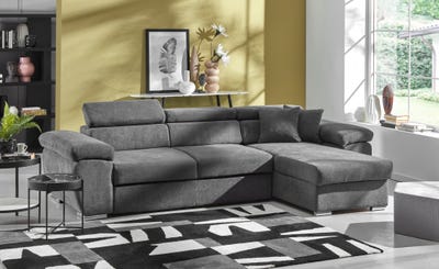 Bellaggio divano con penisola reversibile in tessuto grigio