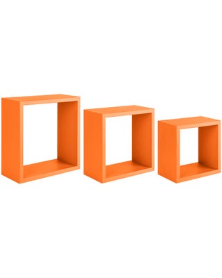 Square set 3 mensole in mdf arancione