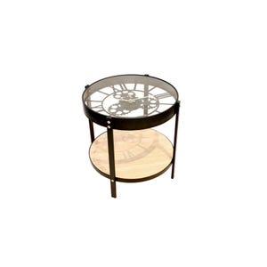 Orologio tavolino in legno e metallo nero Ø40 cm