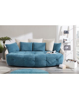 Macaron divano megasofà in tessuto panna e azzurro