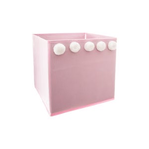 Pompon box portaoggetti rosa in tessuto 29x29 cm