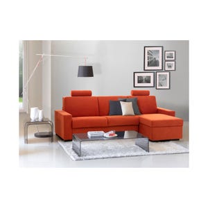Isabel divano letto con penisola in tessuto arancione